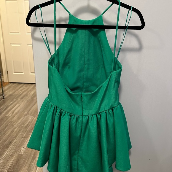 cameo Green Halter Peplum Top - Picture 2 of 4